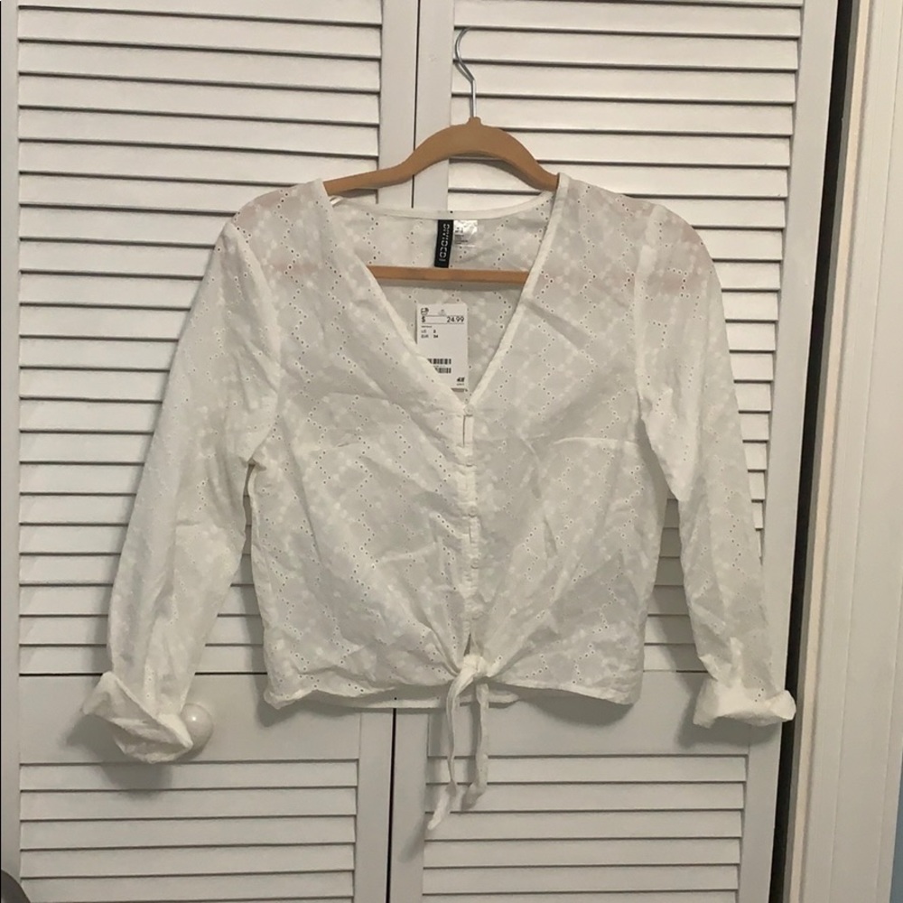 H&M White Eyelet Top